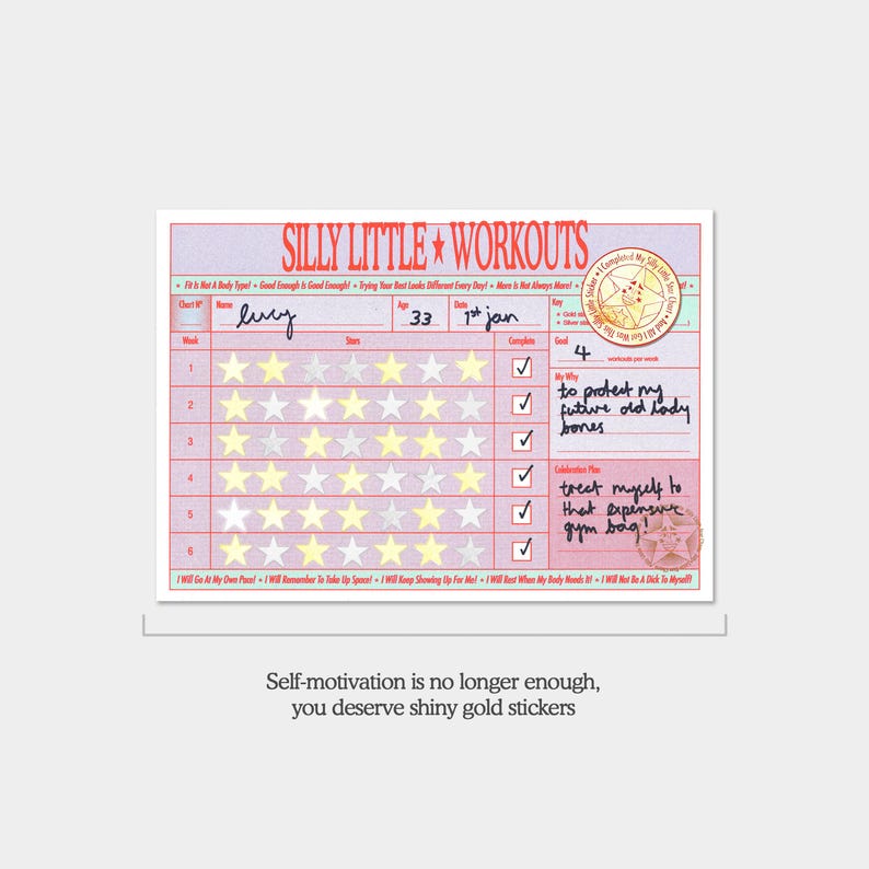 Adult Workout Reward Chart: 6-Week Workout Tracker with Star Stickers image 4