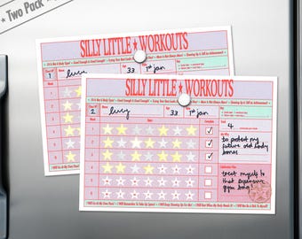 Adult Workout Reward Chart 2-Pack: 3-Month Exercise Tracker with Star Stickers