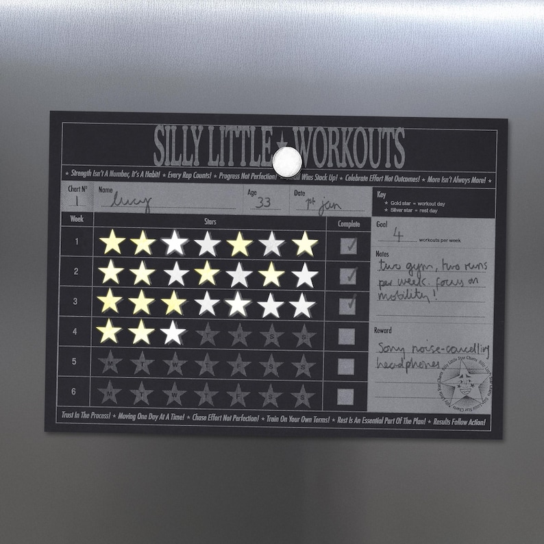 Adult Workout Reward Chart: 6-Week Workout Tracker with Star Stickers image 6