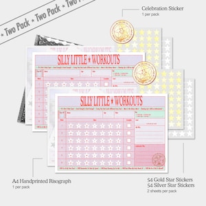 Adult Workout Reward Chart 2-Pack: 3-Month Exercise Tracker with Star Stickers image 2