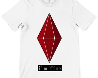 Camiseta de Los Sims - Estoy bien, Plumbob Rojo (unisex, cuello redondo, Bella + lona)