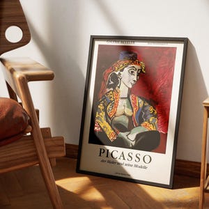 Picasso Portrait Of Jacqueline In A Turkish Vest Canvas Art | Picasso Exhibition Poster | Cubism Art | Museum Exhibition Poster | Wall Art