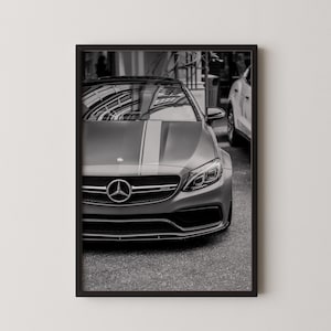 Mercedes C63 AMG Poster | Modern Mercedes Car Poster | Luxury Auto Art Print | Sports Car Wall Decor | Mercedes Wall Art | for Car Lovers