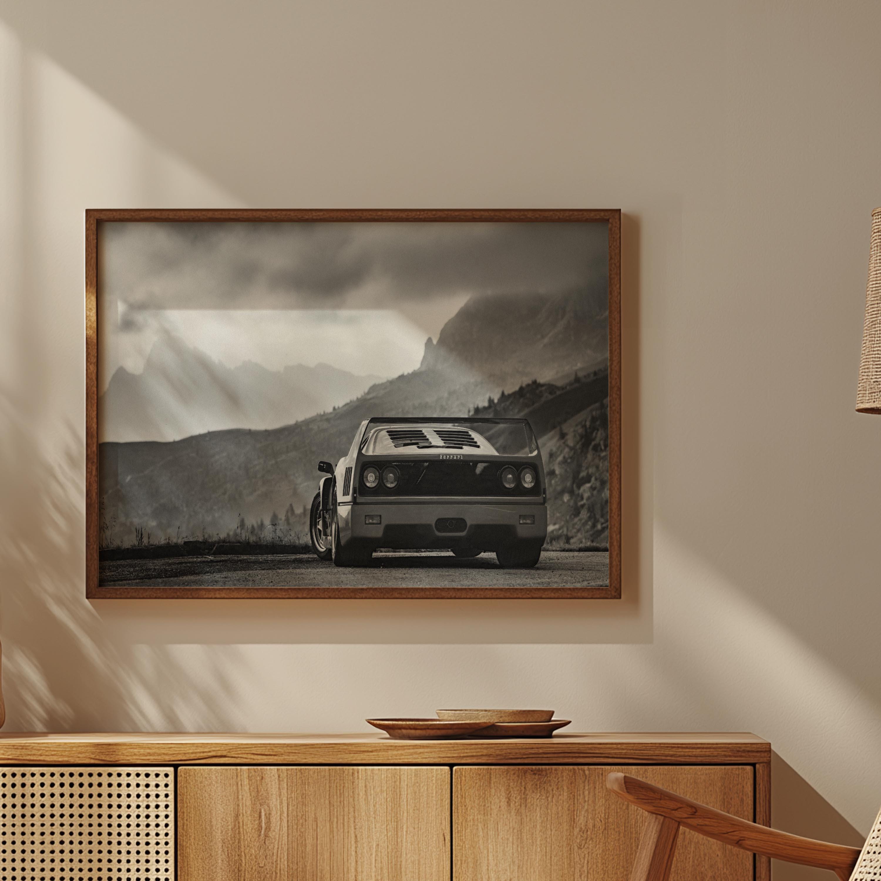 Ferrari F40 Poster: Retro Black & White Automotive Wall Art - Etsy