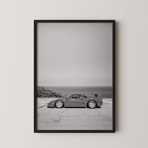 Ferrari F40 Poster | Retro Black and White Ferrari F40 Poster | Classic Car Art Print | Ferrari Wall Art | Vintage Ferrari Print