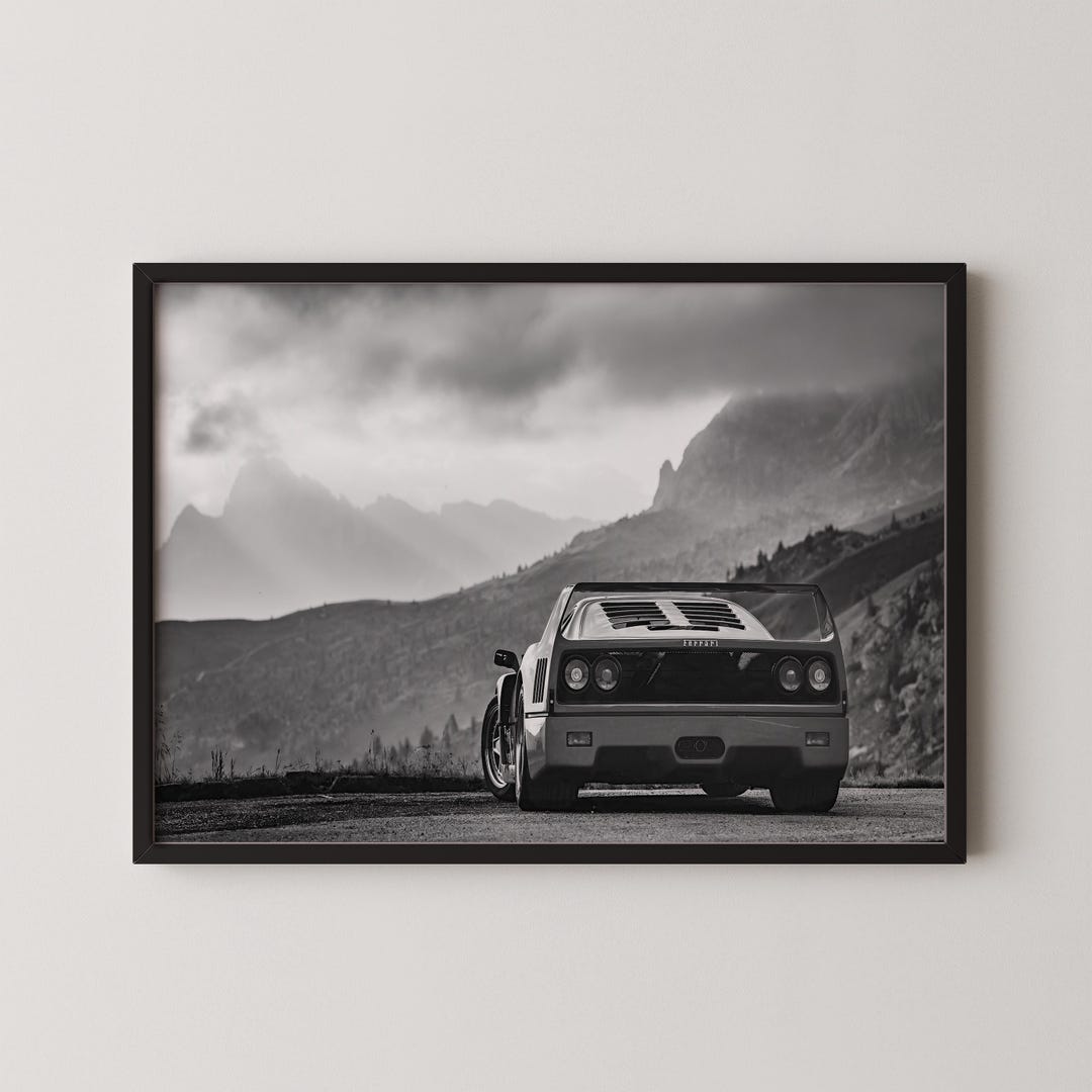 Ferrari F40 Poster: Retro Black & White Automotive Wall Art - Etsy