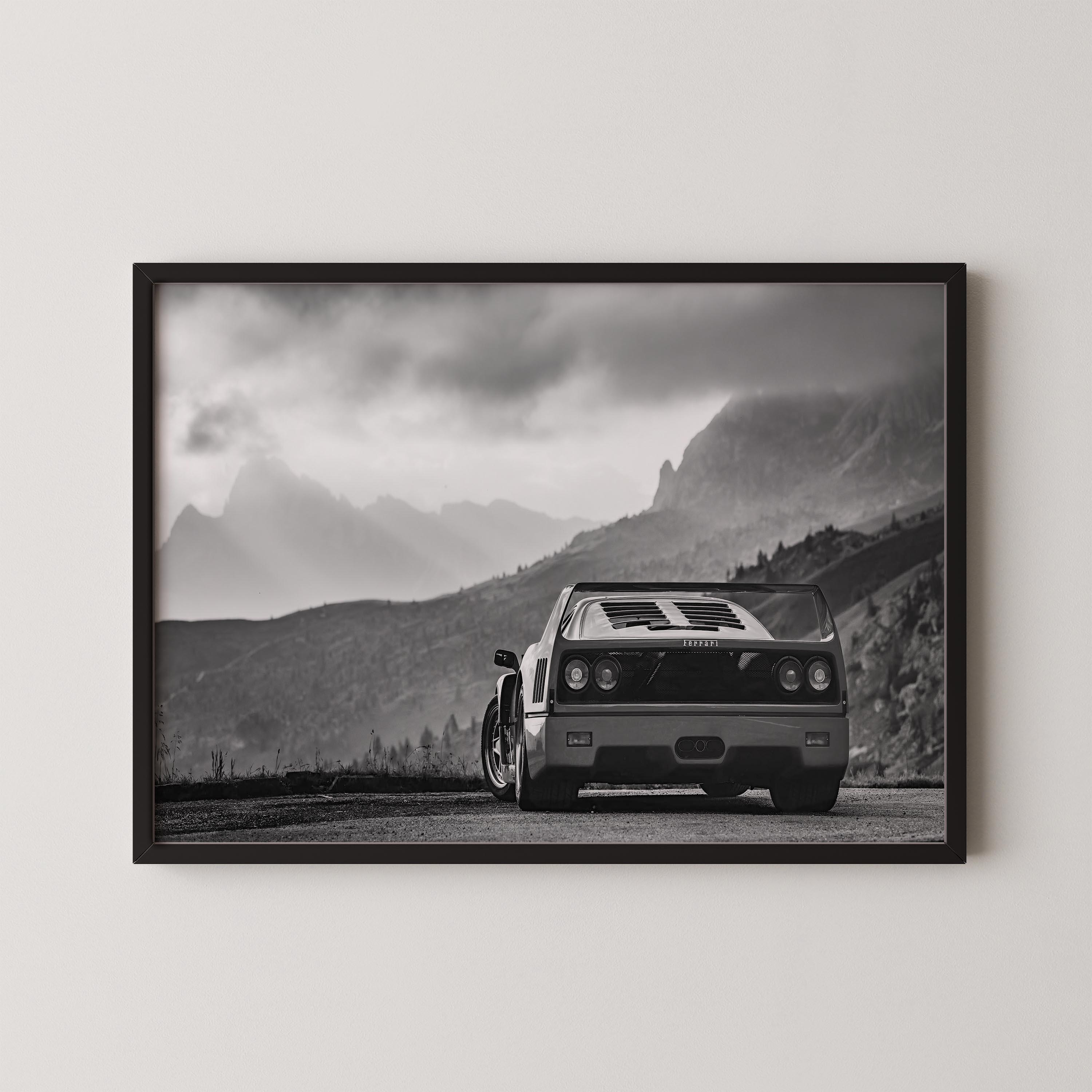Ferrari F40 Poster: Retro Black & White Automotive Wall Art - Etsy