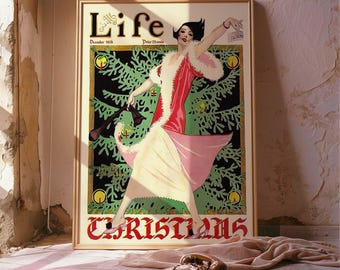 ヴィンテージアールデコポスター、ヴィンテージクリスマス広告プリント
