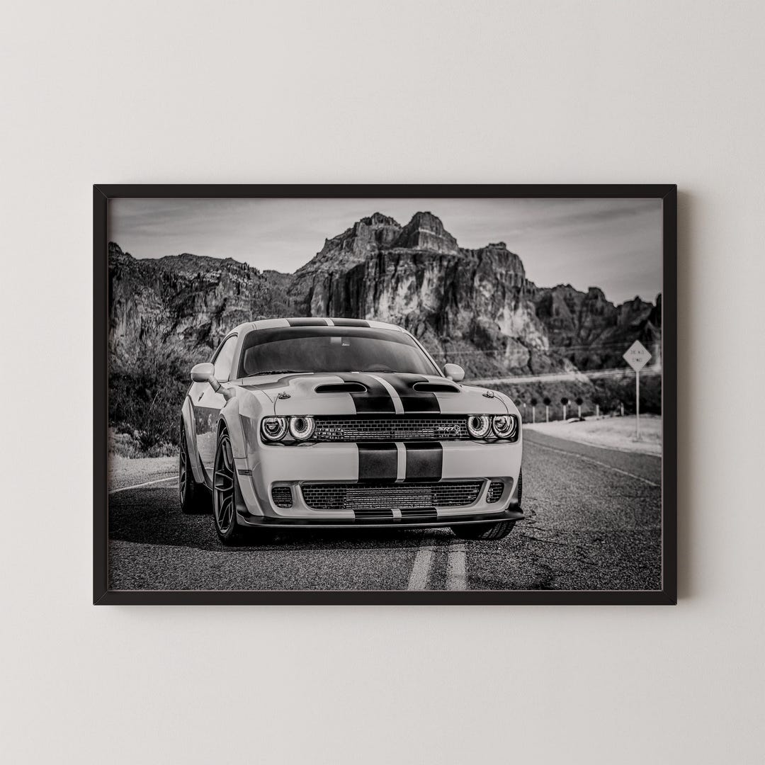 DODGE Challenger インテリア アメ車 絵 Classic Challenger, Digital Wall Art, Muscle Car Art Design, Old