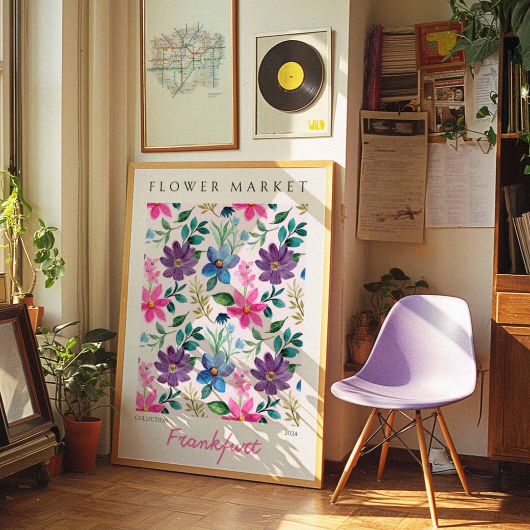 Vintage Flower Market Art Print | Botanical Floral Wall Decor - Etsy