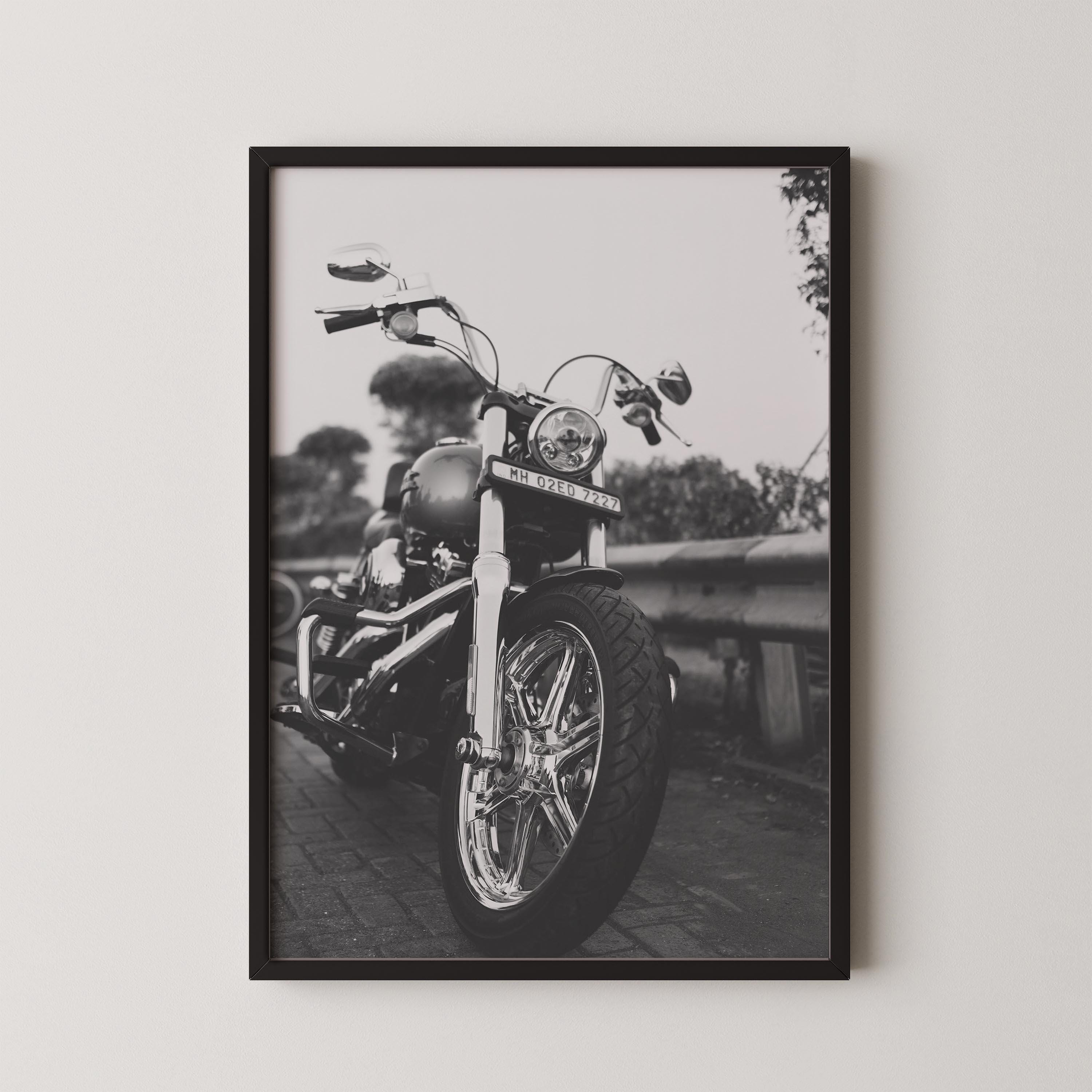 Vintage Harley-davidson Motorcycle Poster: Black & White Biker