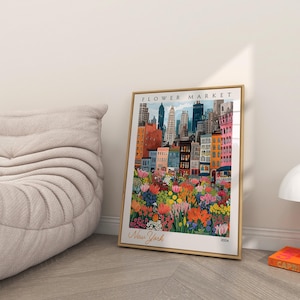 NYC Flower Market Print | New York City Travel Art | United States Wall Art | Botanical Wall Decor | Flower Art Collection | NYC Canvas Art