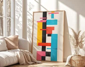 Abstract Geometric Wall Art Print | Colorful Mid-Century Modern Poster