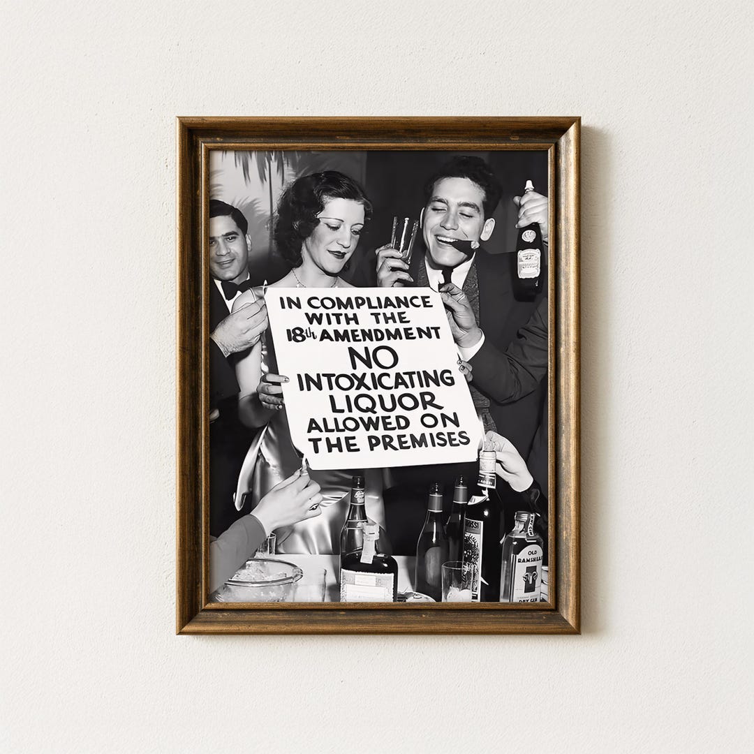 Prohibition Lettering Prohibition Era Sign Print | 1920s Black and White Speakeasy Poster ...