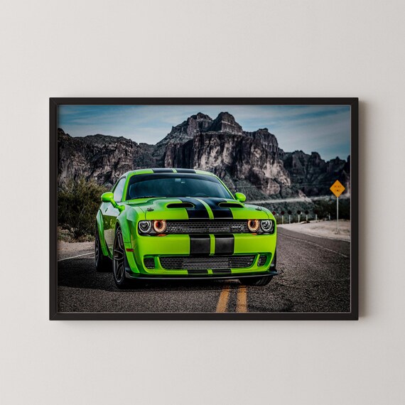 ダッジ・チャレンジャーのアートプリント｜白黒マッスルカーのポスター
