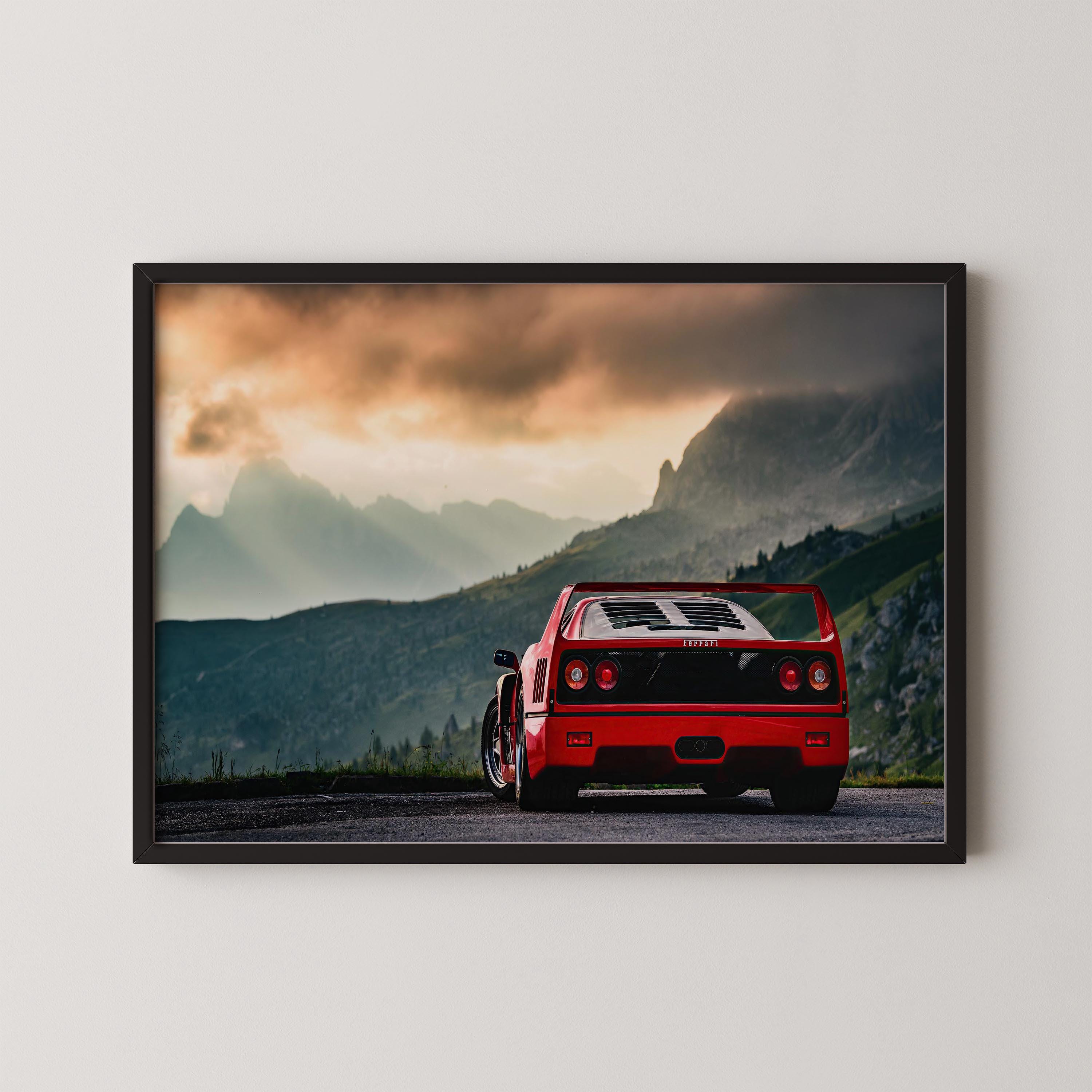 Ferrari F40 Poster: Retro Black & White Automotive Wall Art - Etsy