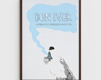 Bon Iver Album Art Print | Vintage Music Poster