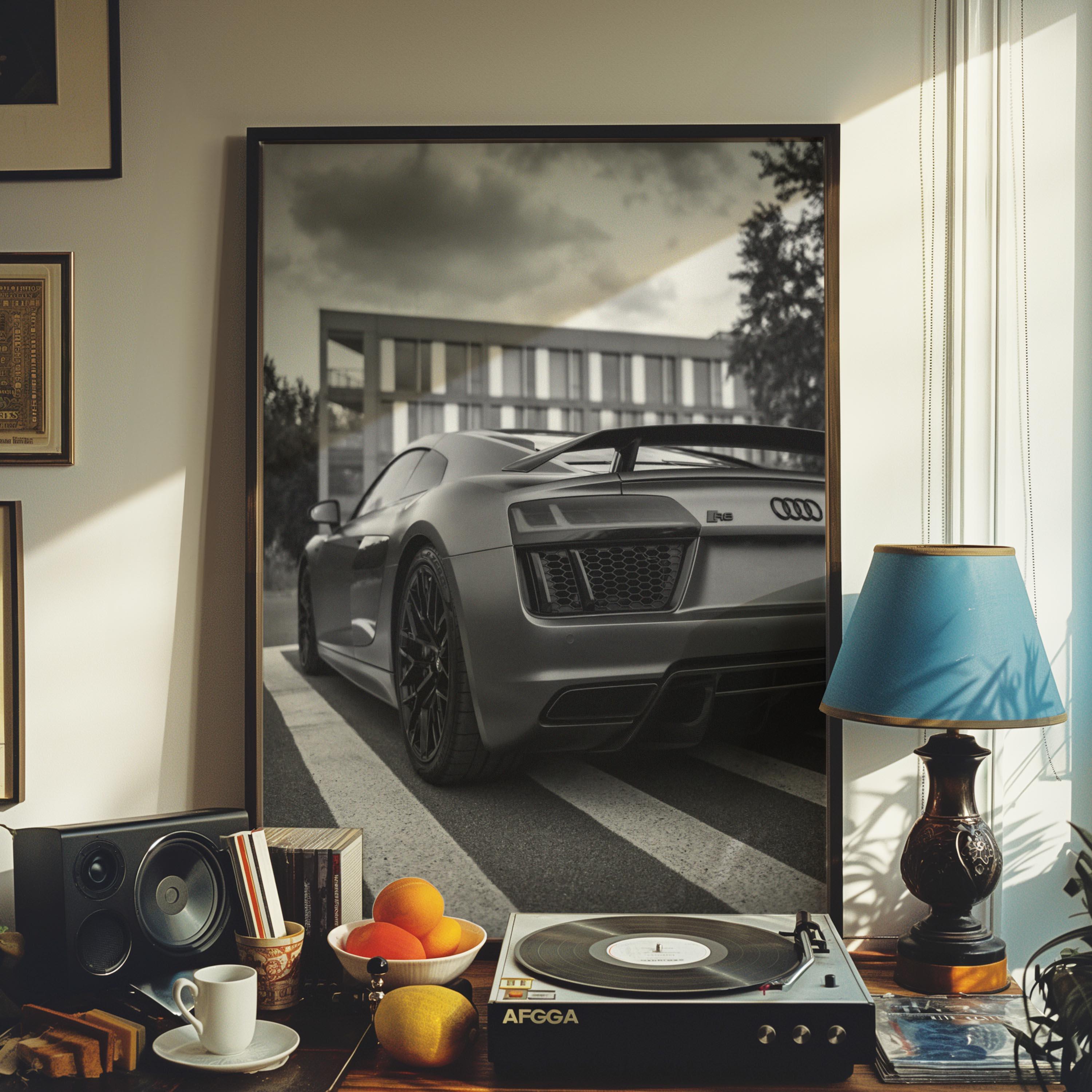 Poster per auto sportive per Audi R8 GT RWD Supercar Racing Car Pittura decorativa su tela, decorazione da parete e camera da letto, 30 x 45 cm