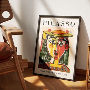 Picasso Buste de Femme au Chapeau Canvas Art / Cartel de la exposición Picasso / Giclée de calidad museística / Arte mural abstracto vintage Picasso
