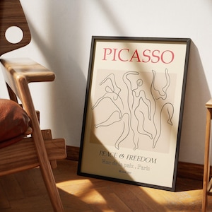 Picasso The Three Dancers 1925 Line Art Print | Picasso Exhibition Canvas Art | Vintage Minimalist Art Print | Museum Exhibition Poster