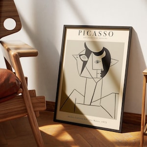 Picasso Abstract Faces Exhibition Canvas Art | Picasso Minimalist Frame | Vintage Cubism Abstract Poster | Picasso Retro Wall Art Print