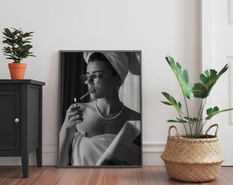 Retro Glamour Art Print | Black and White Femme Poster