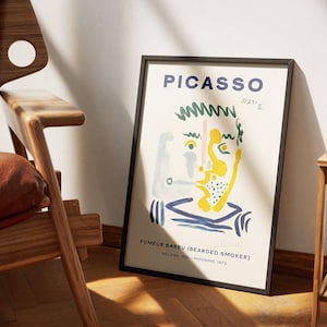 Picasso Bearded Smoker Canvas Art | Picasso Exhibition Poster | Picasso Wall Art Decor | Museum-Quality Giclée | Musée Jacquemart-André
