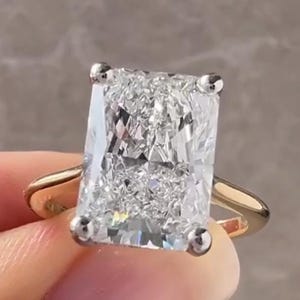 0.5 TO 3.0 CT Radiant Cut Lab Grown Diamond Hidden Halo Solitaire Engagement Ring 14K Solid Gold IGI Certified Radiant Diamond Promise Ring