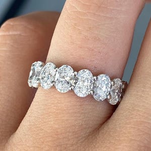 Oval Moissanite Eternity Band: Colorless Bridal Anniversary Ring