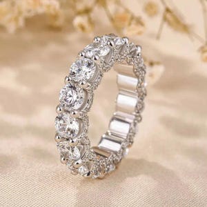 Lab Grown Diamond Eternity Band, Micro Pave U Prong, White Gold