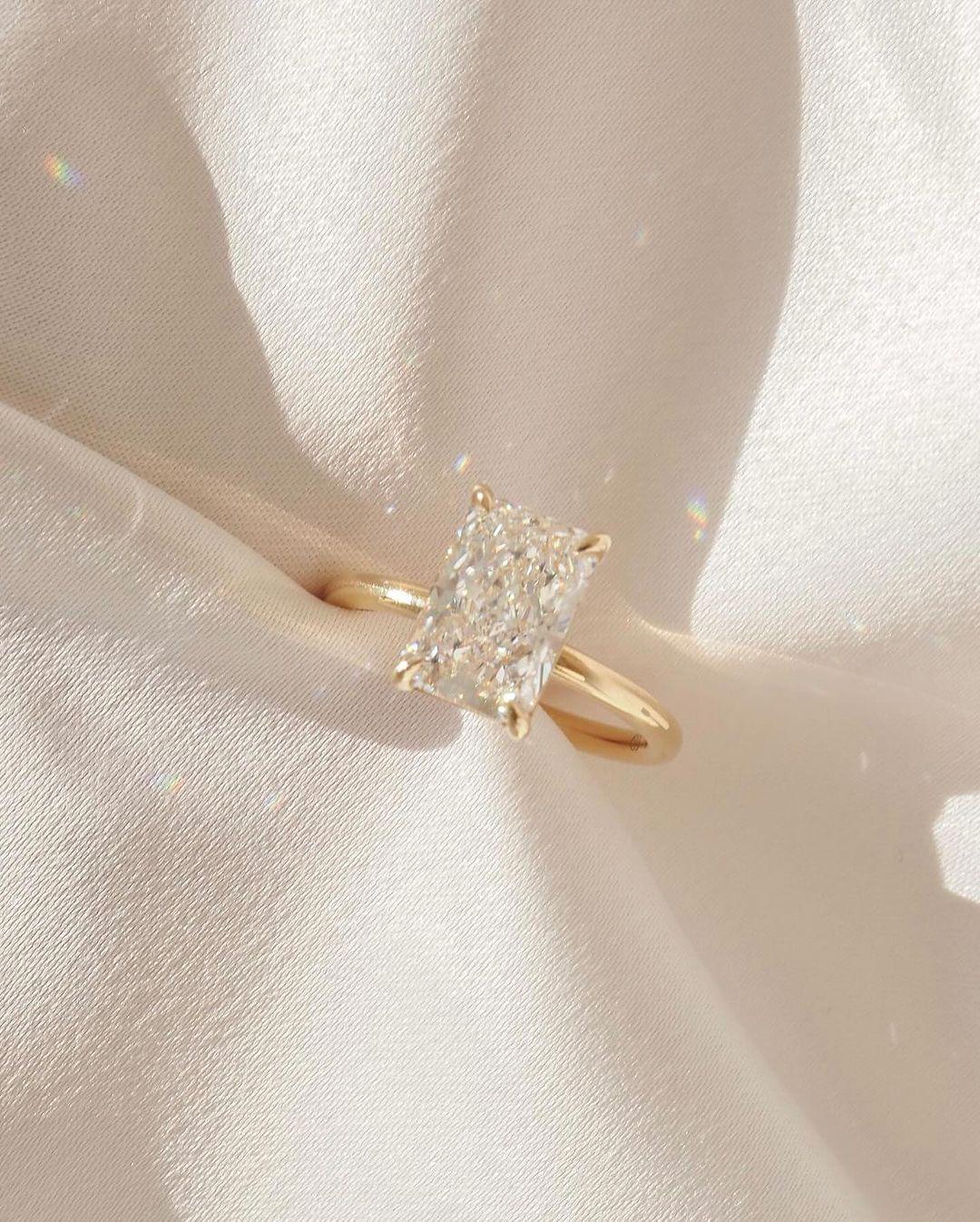 Radiant Cut Lab Grown Diamond Solitaire Engagement Ring, 14k Gold - Etsy