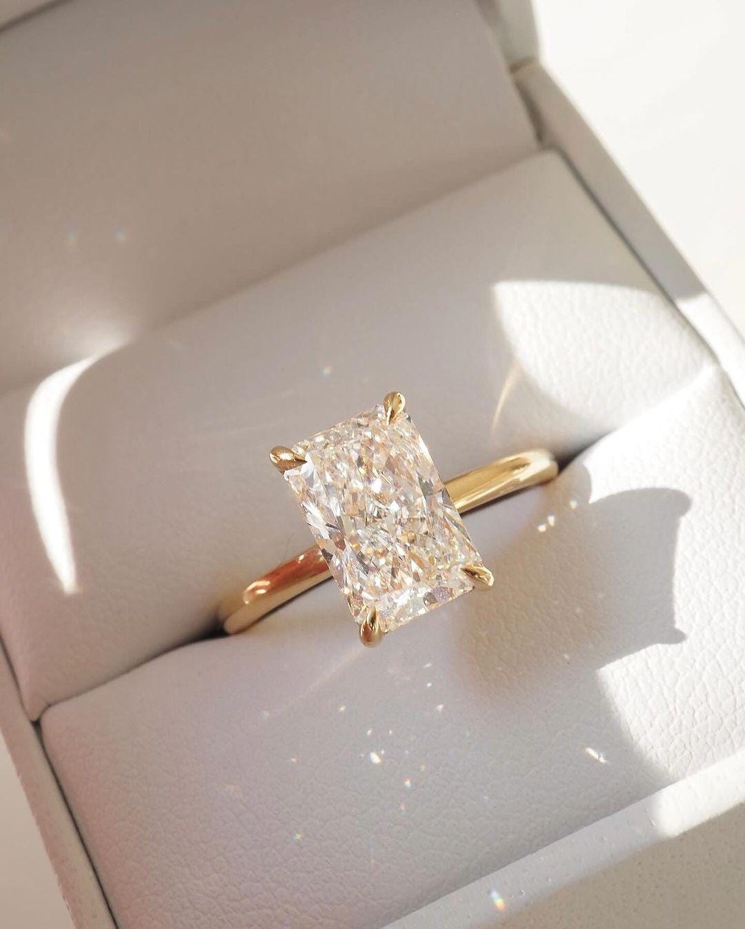 Radiant Cut Lab Grown Diamond Solitaire Engagement Ring, 14k Gold - Etsy