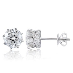 1.0 - 4.0 TW Round Cut Lab Grown Diamond Wedding Earrings, Round Diamond Studs, Diamond Stud Earrings for Women, Birthday/Anniversary Gifts