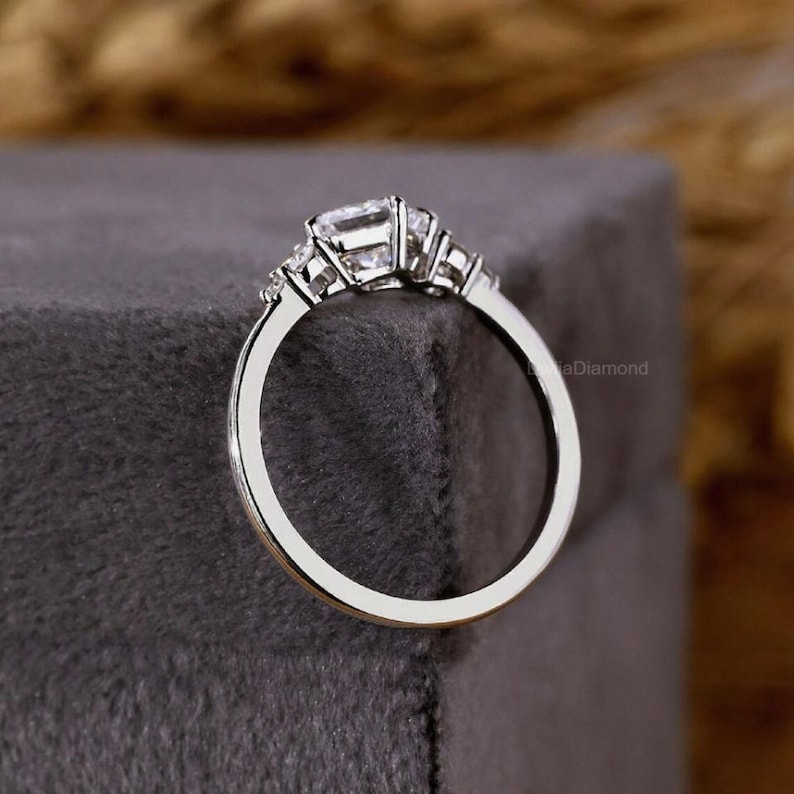 Lab Grown Diamond Ring: Princess Cut Three Stone Compass Prong - Etsy