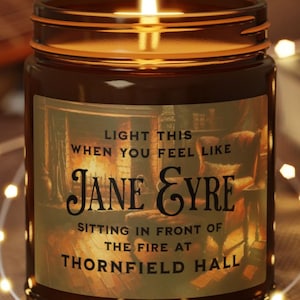 Jane Eyre Scented Soy Candle, Romantic Gift for Book Lovers, Cozy Home Decor, Literary Candle, Amber Jar Candle