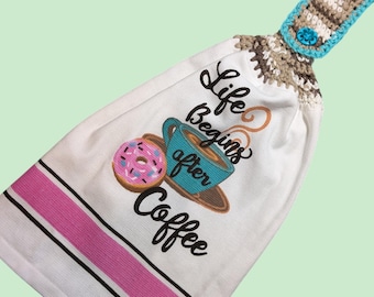 Paños de cocina con adornos de ganchillo