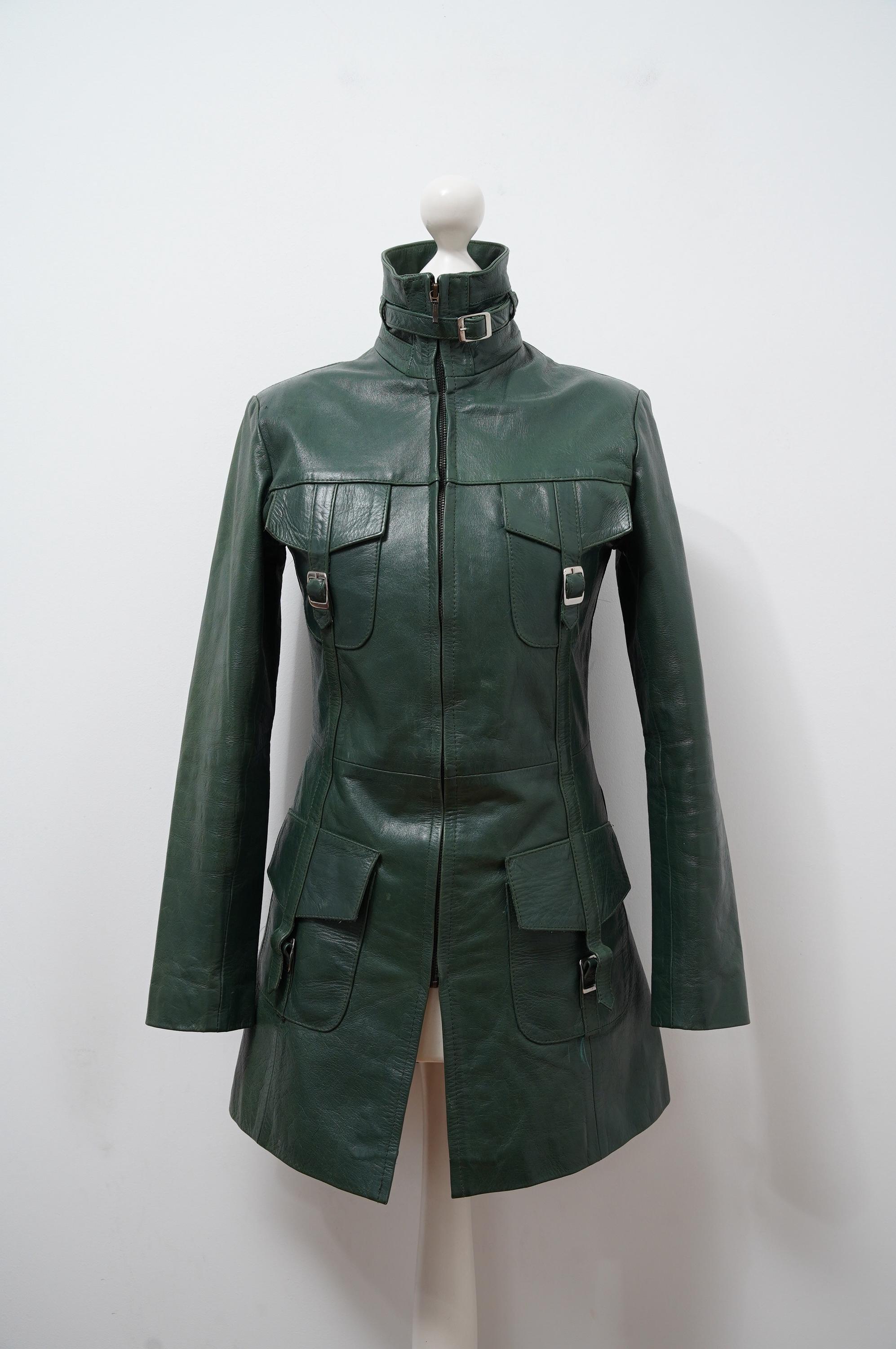 Bottle Green Genuine Leather Coat Unicorn London Size M - Etsy