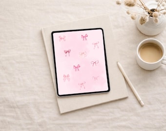 Pink Bow Wallpaper, Coquette Aesthetic, iPad Background