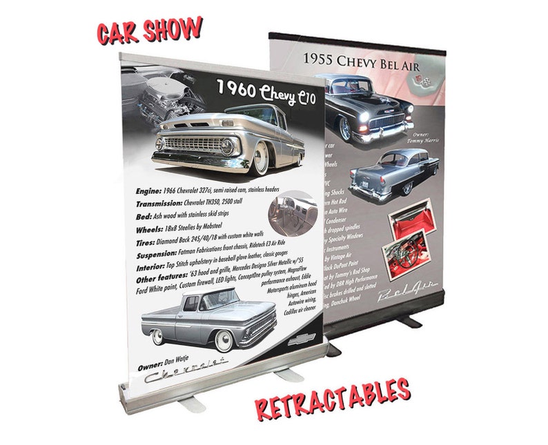 SHOW BOARD Retractable Car Show Sign Display YOUR Car Free Shipping image 1