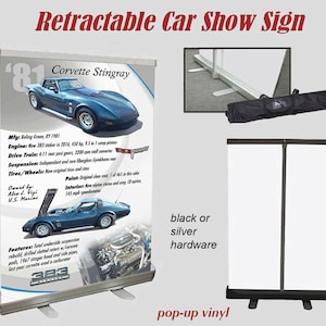 SHOW BOARD Retractable Car Show Sign Display YOUR Car Free Shipping image 3