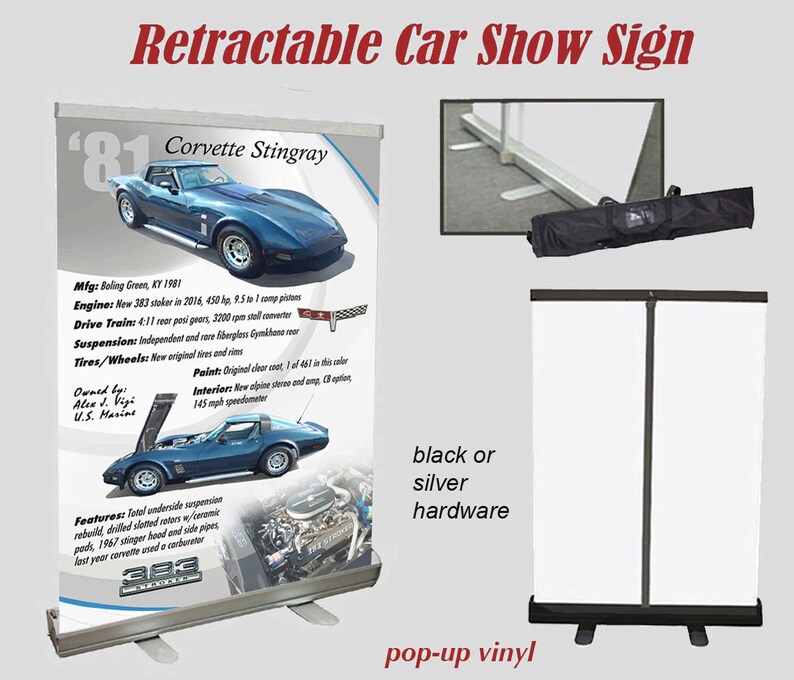 SHOW BOARD Retractable Car Show Sign Display YOUR Car Free Shipping image 3