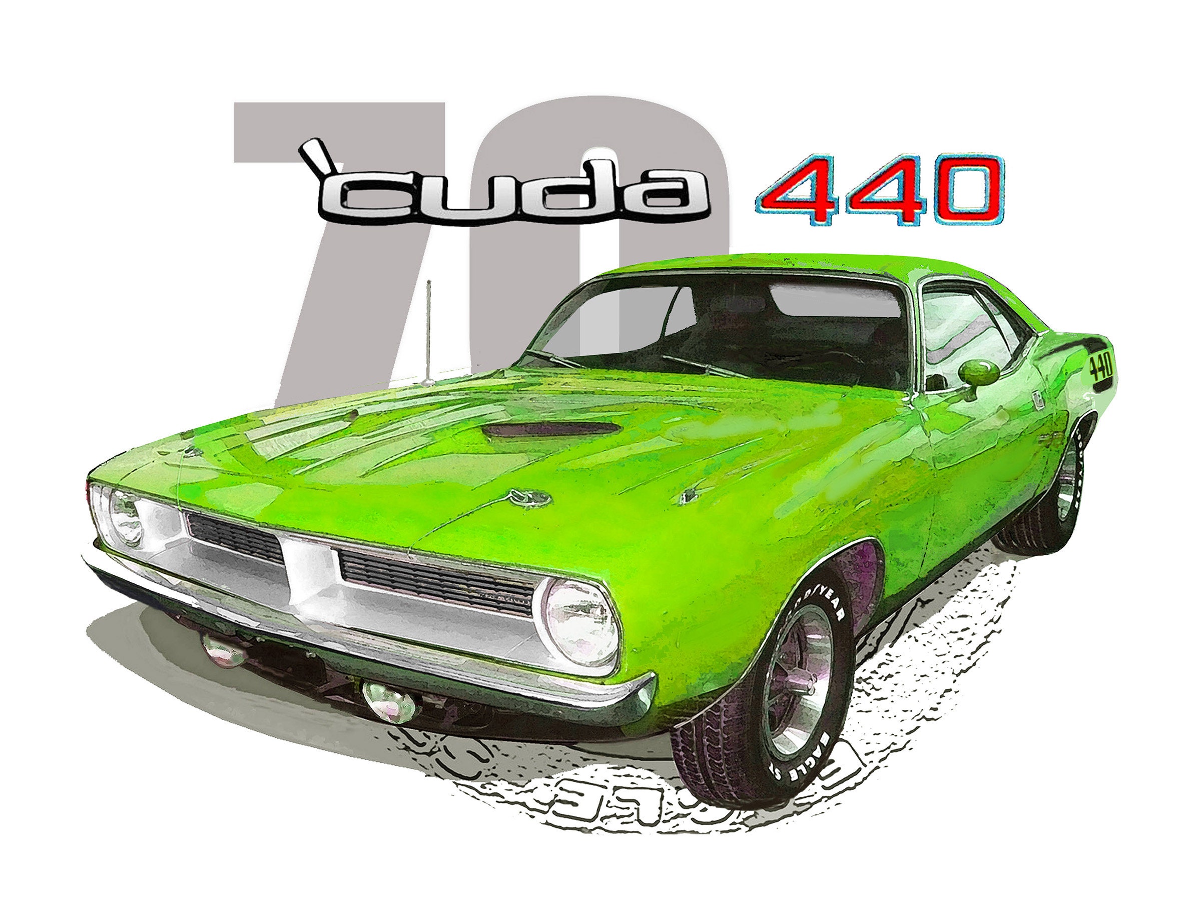 Mopar T Shirt 1970 Plymouth Cuda 440 Etsy