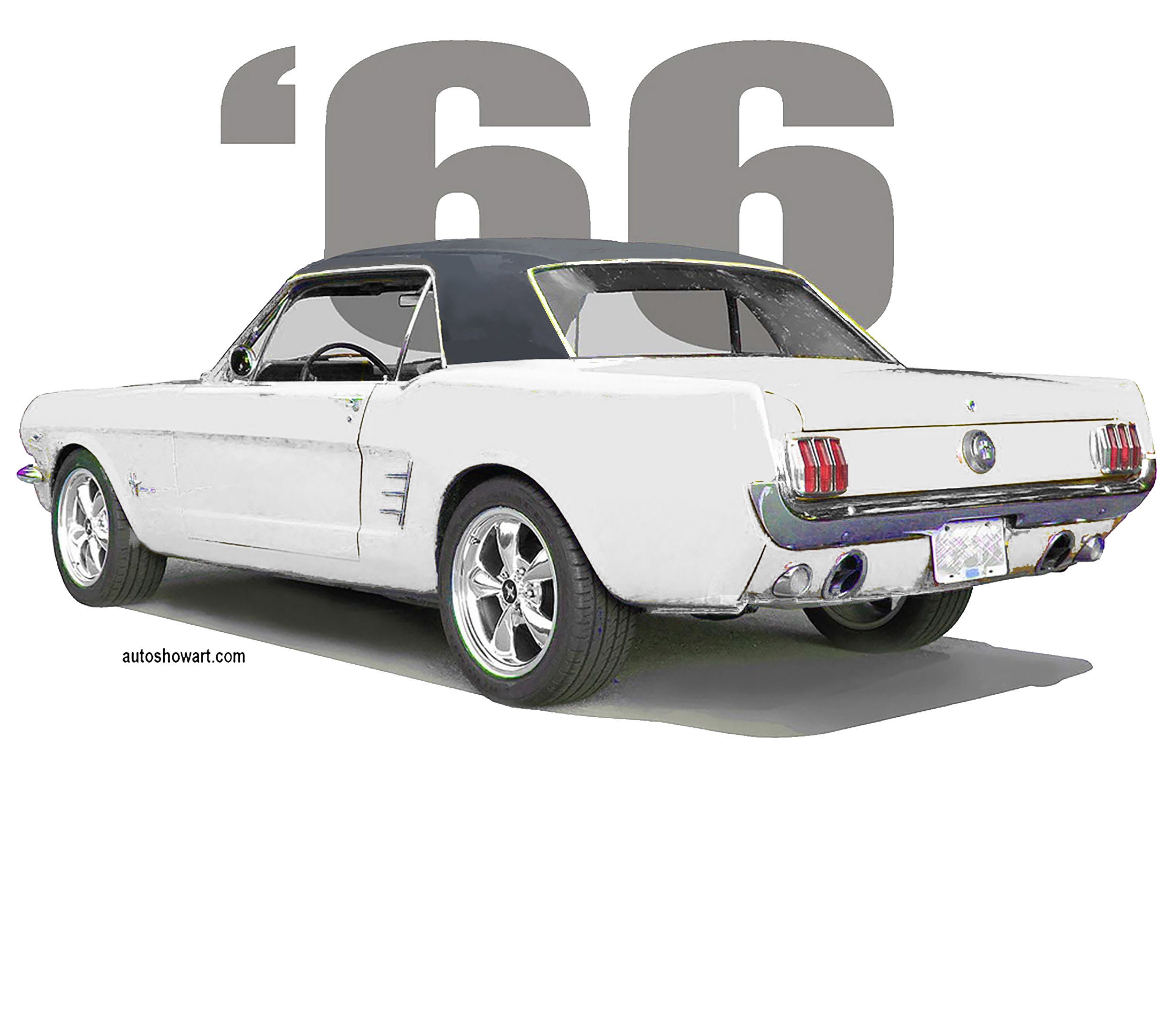 1966 Mustang T-shirt / White Mustang / Black Top - Etsy