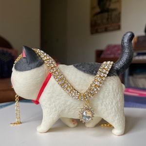 Golden Rhinestone Collar for Cats & Small Dogs - Luxurious Adjustable Pet Jewelry, Aurora Borealis Effect, Cat Accessory