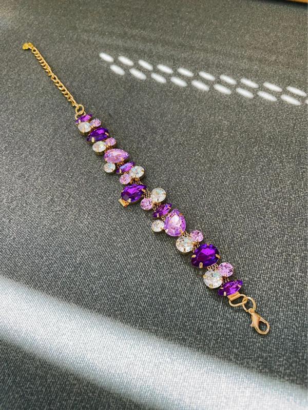 HOWWFALY Hunde- & Katzenhalsband – Goldkette Mit Violetten Diamanten, Verstellbar (17,8/25,4/35,6 Cm + 11 Cm Verlängerung)