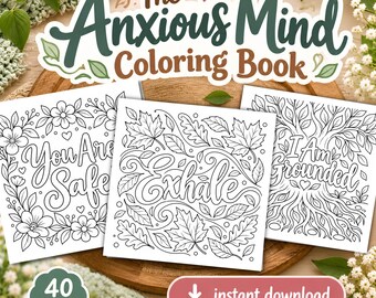 Libro para colorear para la mente ansiosa, páginas para la relajación, la atención plena y el alivio del estrés.