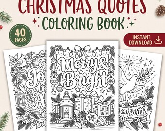 Libro da colorare con citazioni natalizie, 40 pagine con parole festive, arte tipografica natalizia