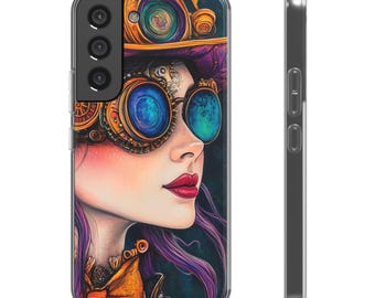 Ederra, Steampunk Woman, Artistic, Phone Case,  Flexi Cases, Unique Phone Accessories, Gift for Tech Lovers, Cover