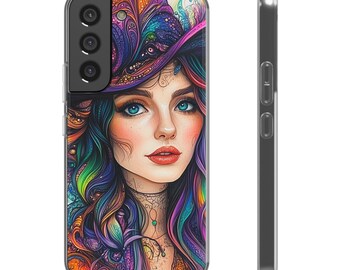 Rasmine, Colorful Woman, Artistic, Phone Case,  Flexi Cases, Unique Phone Accessories, Gift for Tech Lovers, Cover