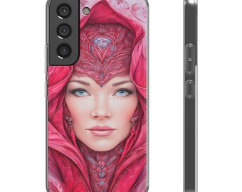 Kyra, Lady in Red, Woman, Artistic, Phone Case,  Flexi Cases, Unique Phone Accessories, Gift for Tech Lovers, Cover